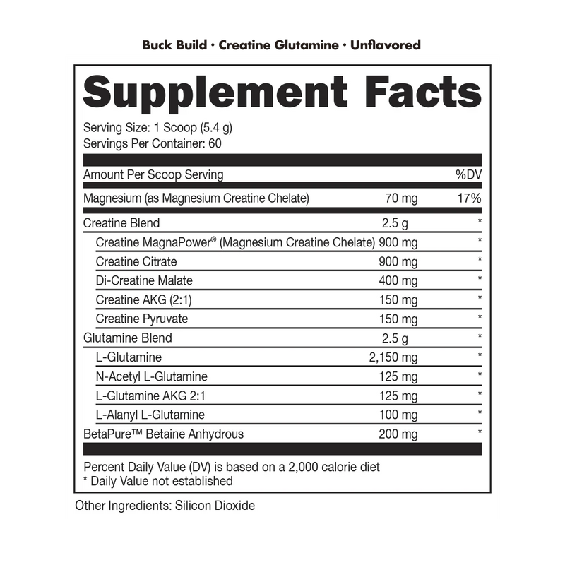 BUCKED UP BUCK BUILD CREATINE GLUTAMINE